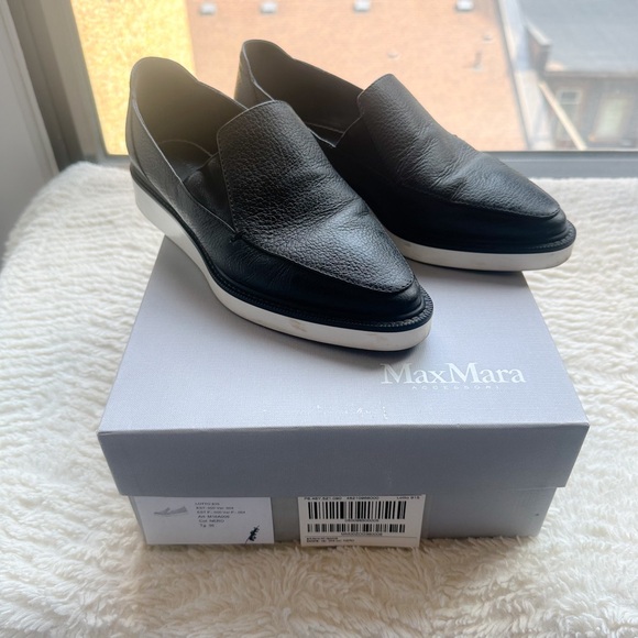 MAXMARA HARDEN Black Leather Loafers Shoes Size 6 - Picture 9 of 13